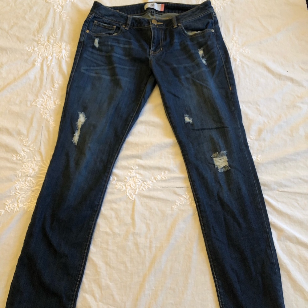 CAbi Slim Boyfriend Distressed Jeans